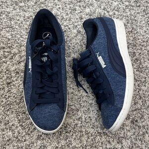 Puma Blue Denim & White Sneakers Size 7.5